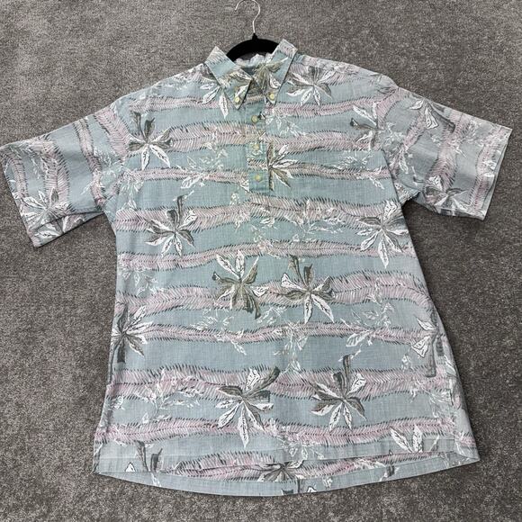 Reyn Spooner Vintage Aloha Shirt L Pullover Button Front Floral Made in Korea - Picture 1 of 9